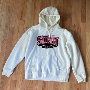 Sideman Varsity Hoodie Mens Medium White Red Logo Fleece Athletic Collegiate